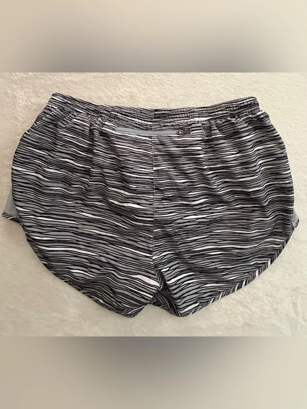 Nike Women’s Black and White Striped Athletic Running Shorts